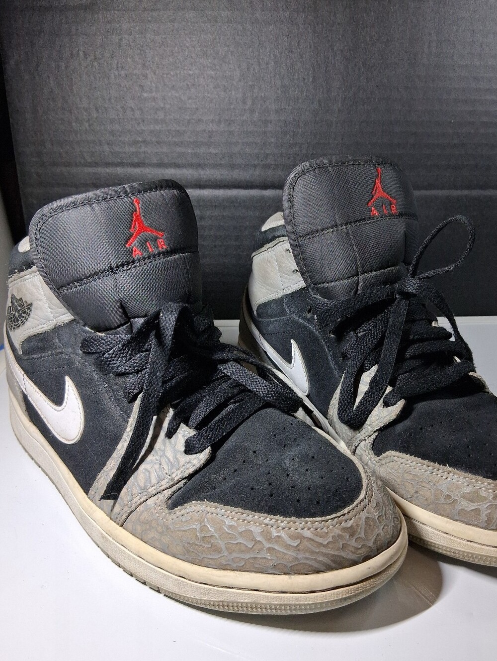 Nike Air Jordan 1 Mid Black Elephant Print Sneakers